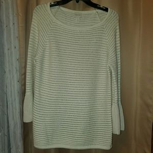 CHICO'S🌸 White Ivory Metallic Gold Sweater Top